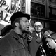 In this Oct. 29, 1969, file photo, Fred Hampton, center, chairman of the Illinois Black Panther party, speaks outside a rally outside the U.S. Courthouse in Chicago while Dr. Benjamin Spock, background, listens. “The First Rainbow Coalition,” a new PBS documentary, is exploring a little-known movement in 1960s Chicago that brought together blacks, Latinos, and poor whites from Appalachia that later resulted in the upending of politics in the American Midwest.